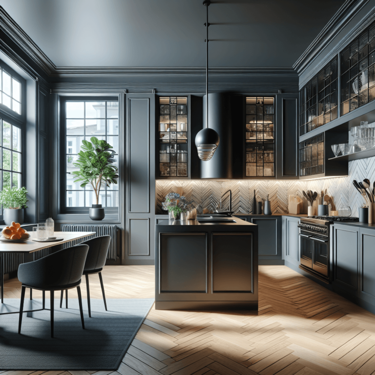 anthrazitfarbene Küche im Art-Deco-Stil-Düsseldorf