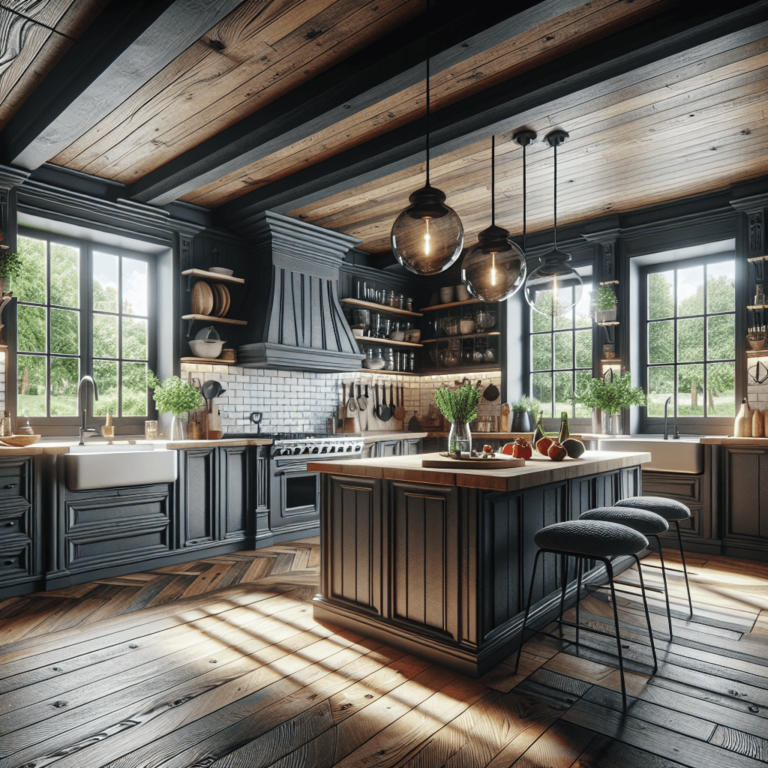 anthrazitfarbene Küche im Bauernhausstil-Düsseldorf