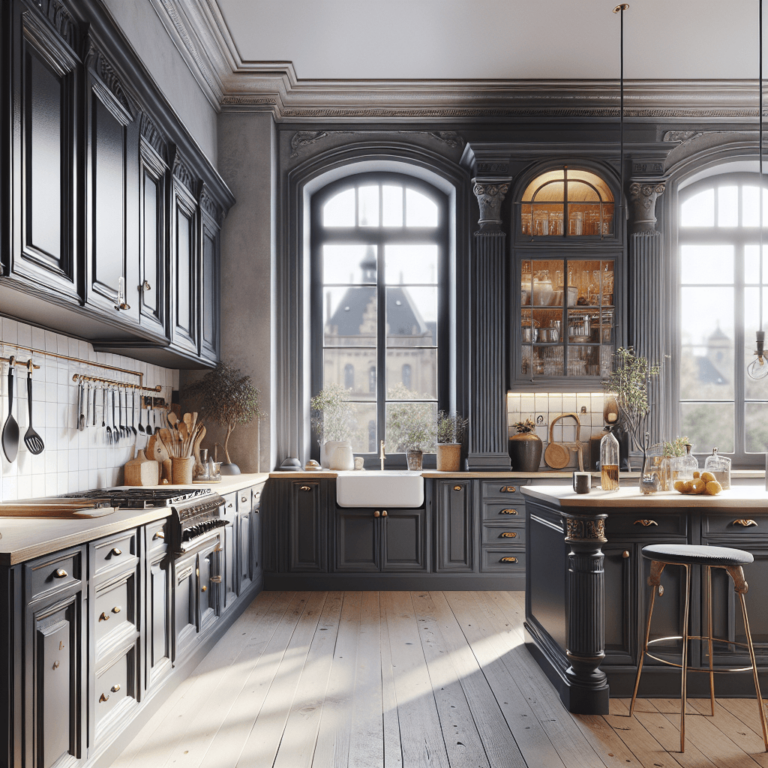 anthrazitfarbene Küche im Shabby Chic Stil-Düsseldorf