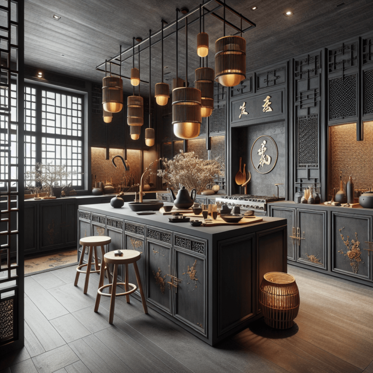 anthrazitfarbene Küche im asiatischen Stil-Düsseldorf