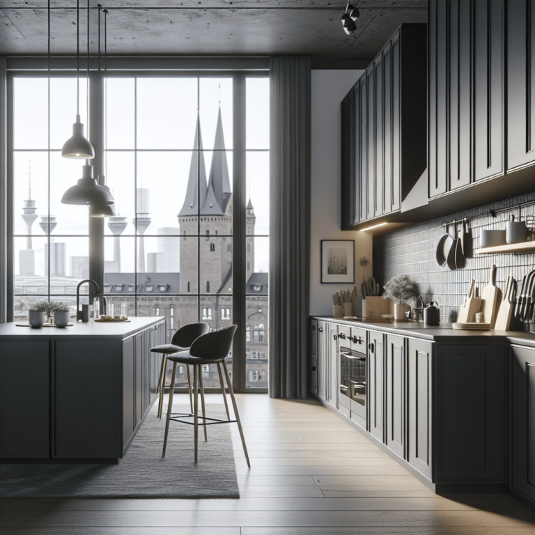 anthrazitfarbene Küche im skandinavischen Stil-Düsseldorf