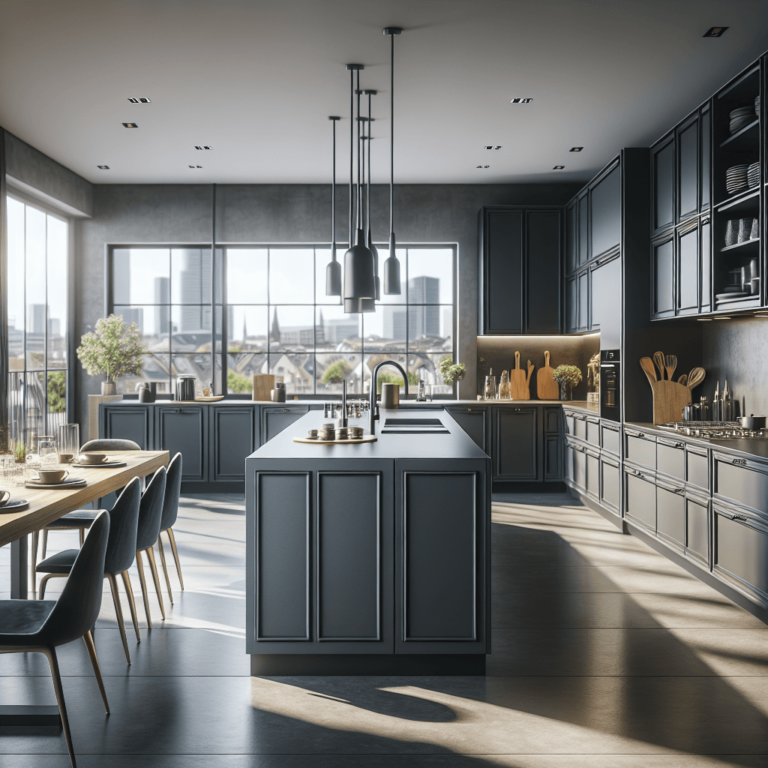 anthrazitfarbene mehrzeilige Küche-Düsseldorf