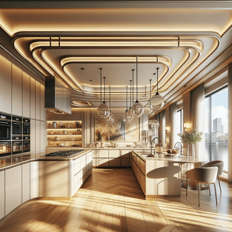 beige Küche im Art-Deco-Stil-Düsseldorf