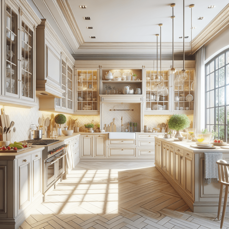 beige Küche im Shabby Chic Stil-Düsseldorf