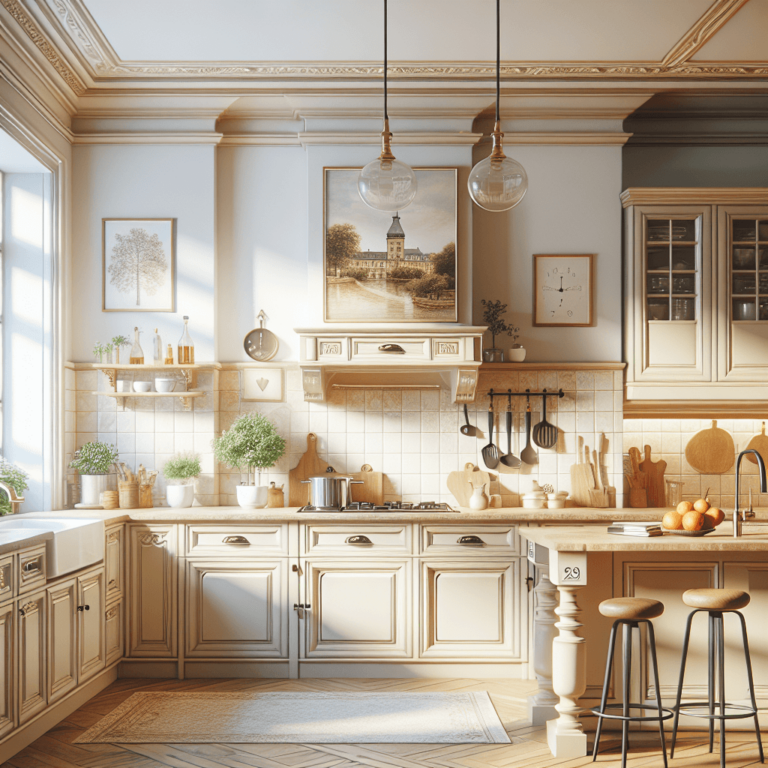 beige Küche im Vintage Chic Stil-Düsseldorf