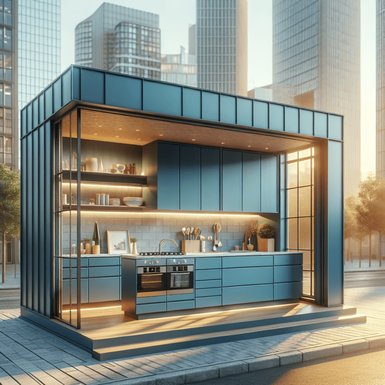 blaue Freistehende Küche-Düsseldorf