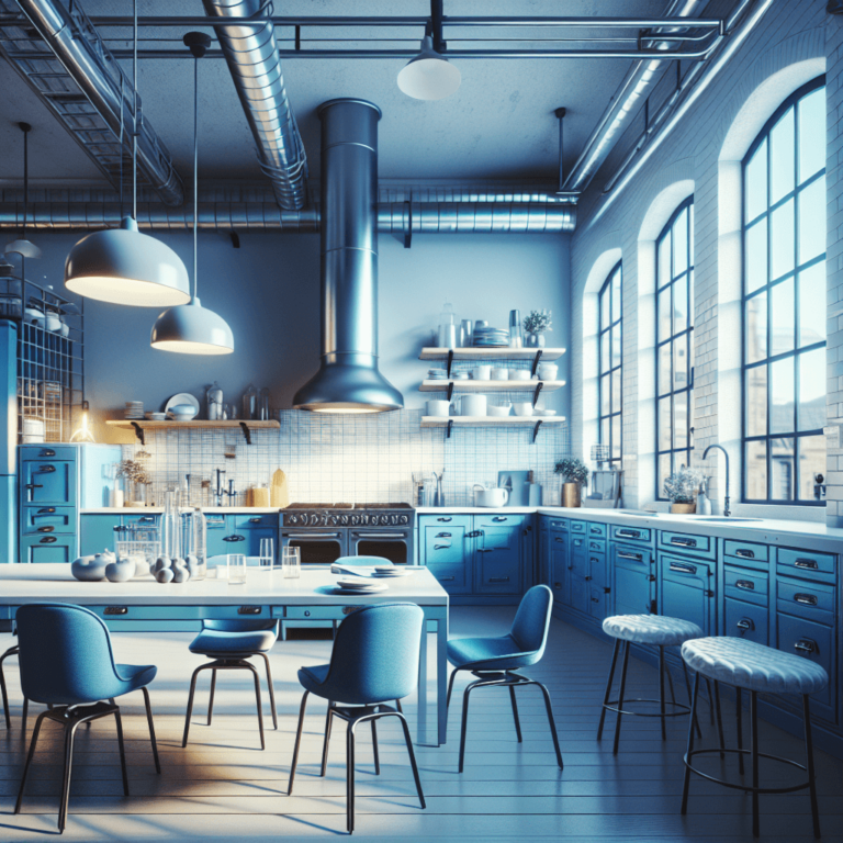 blaue Industrial Style Küche-Düsseldorf