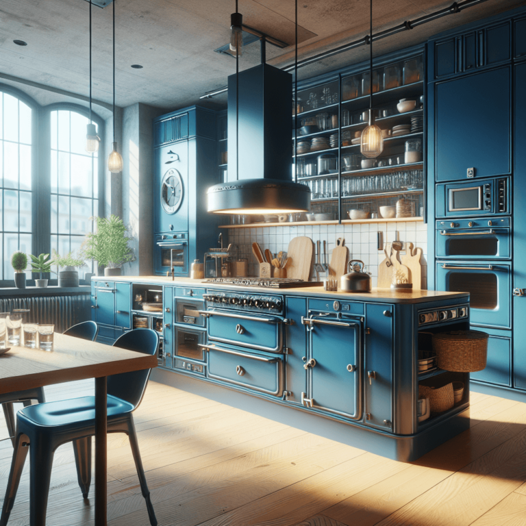 blaue Industrielle Küche-Düsseldorf