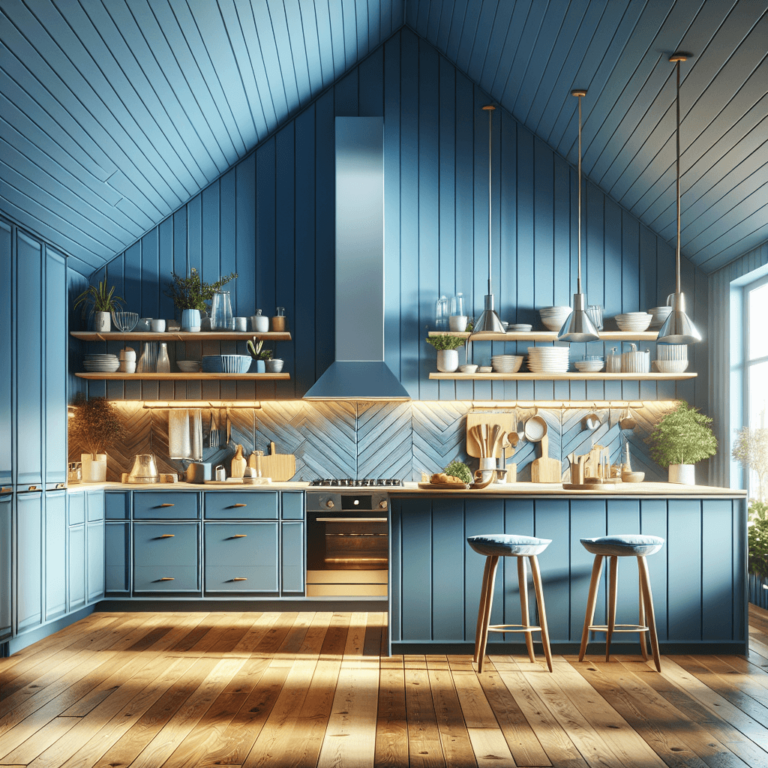 blaue Küche für Dachschräge-Düsseldorf