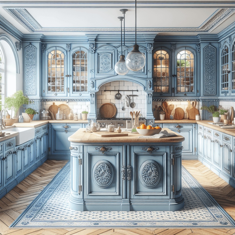 blaue Küche im Shabby Chic Stil-Düsseldorf
