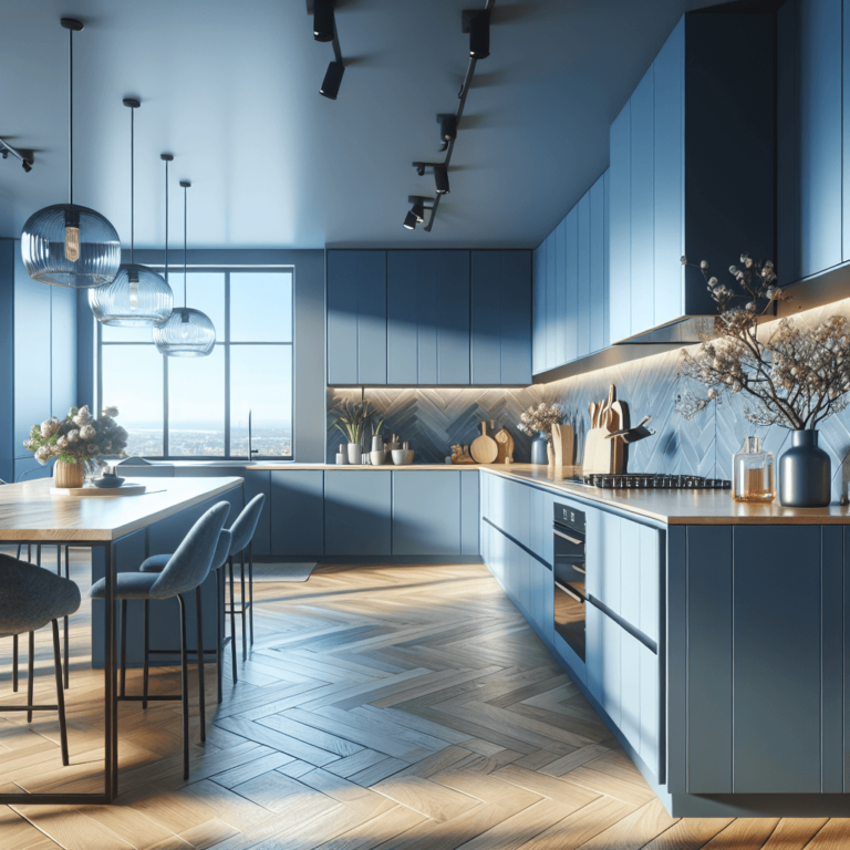 blaue Küche im skandinavischen Stil-Düsseldorf