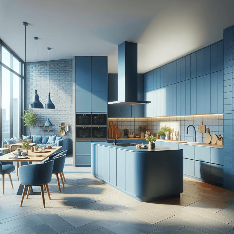 blaue Küche in U-Form-Düsseldorf