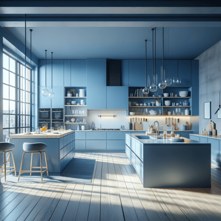 blaue Minimalismus Küche-Düsseldorf