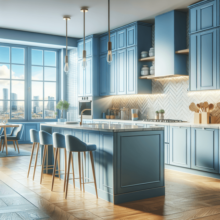 blaue mehrzeilige Küche-Düsseldorf