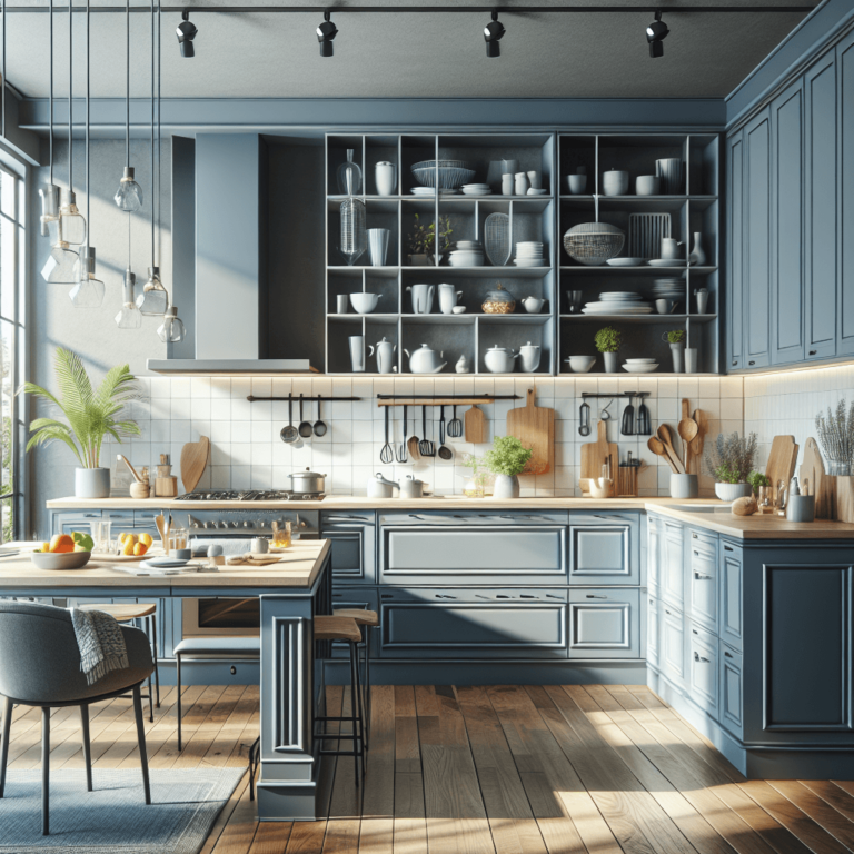 blaugraue Anrichte Küche-Düsseldorf