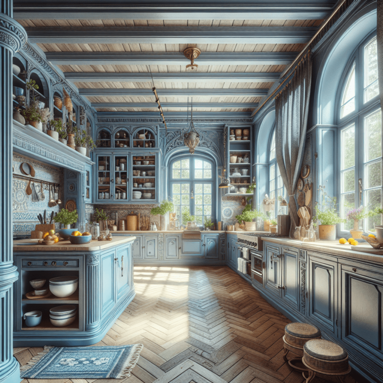 blaugraue Boho Style Küche-Düsseldorf