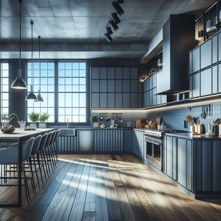 blaugraue Industrial Style Küche-Düsseldorf