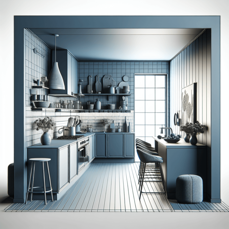 blaugraue Küche in U-Form-Düsseldorf