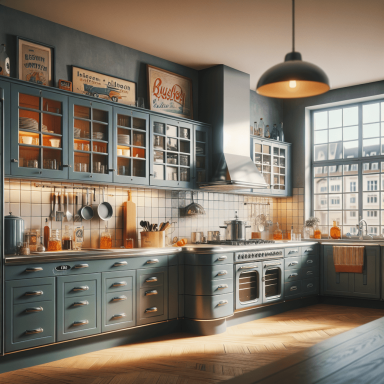 blaugraue Retro Küche-Düsseldorf