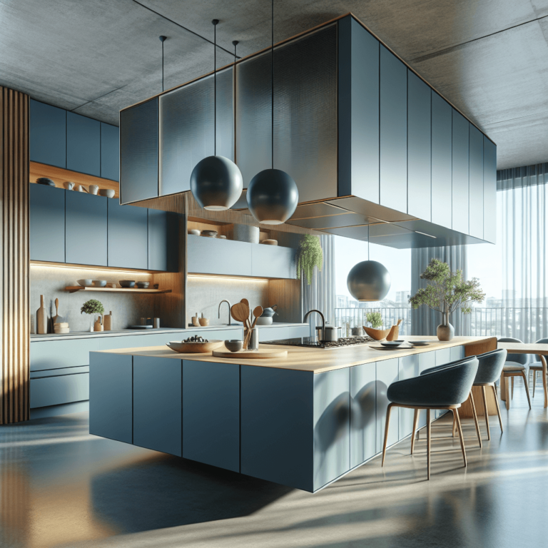 blaugraue Schwebende Küche-Düsseldorf
