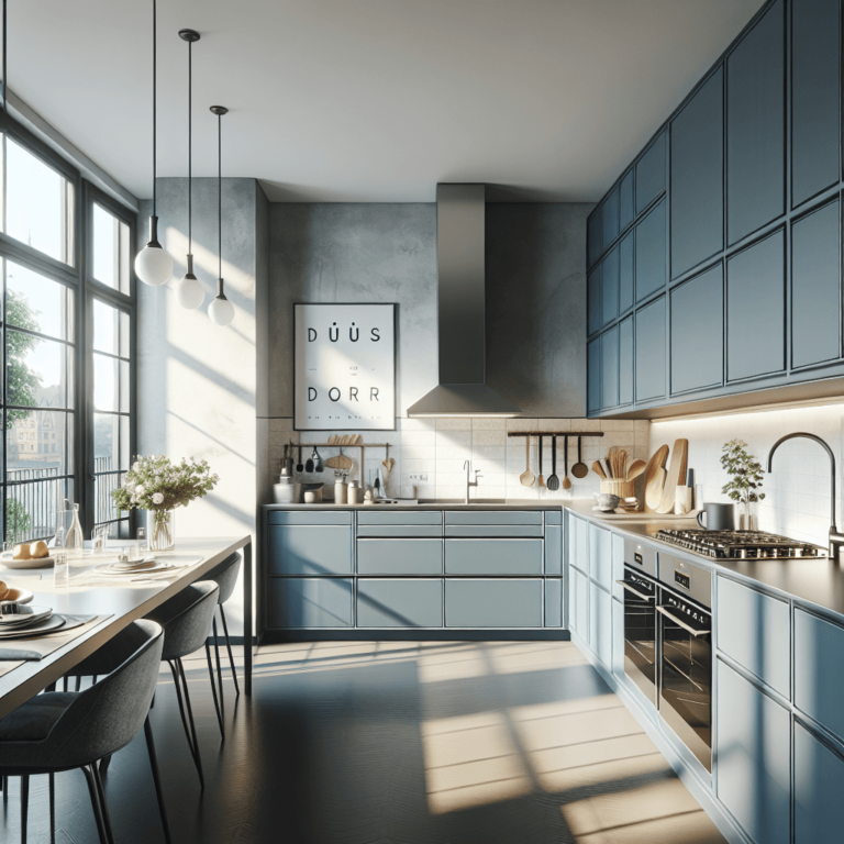 blaugraue Wohnküche-Düsseldorf