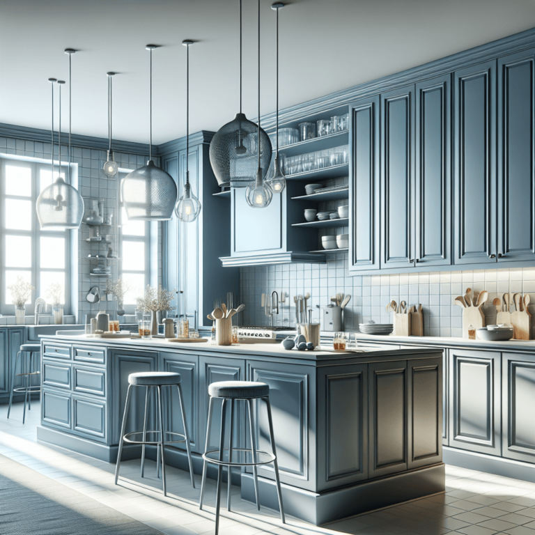 blaugraue mehrzeilige Küche-Düsseldorf