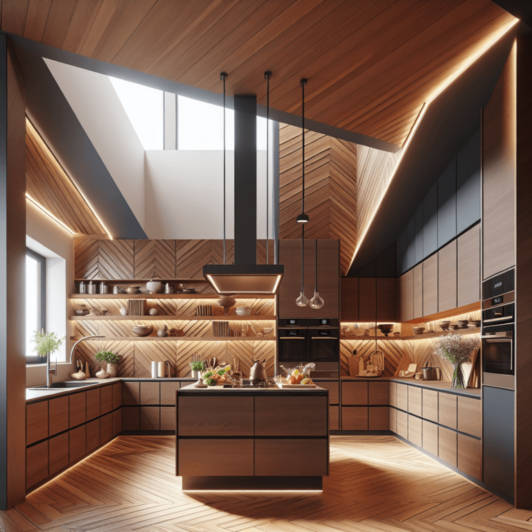 braune Küche für Dachschräge-Düsseldorf