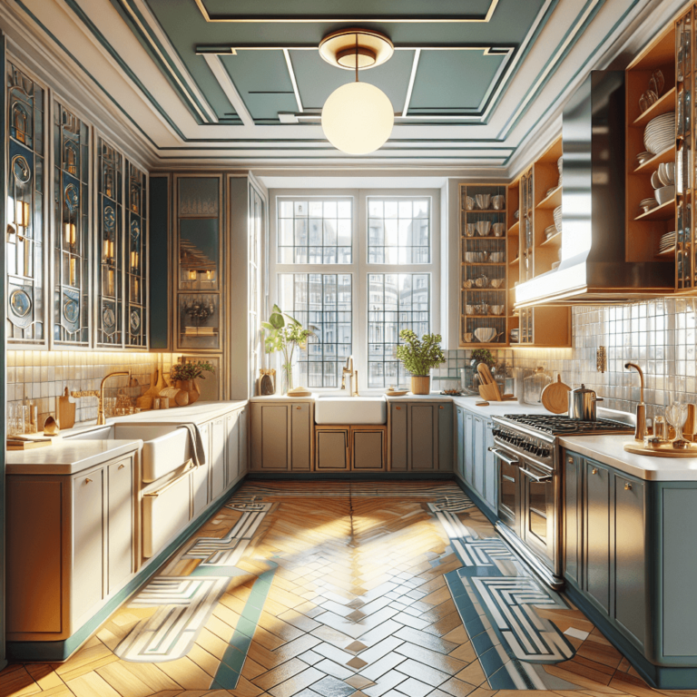 braune Küche im Art-Deco-Stil-Düsseldorf