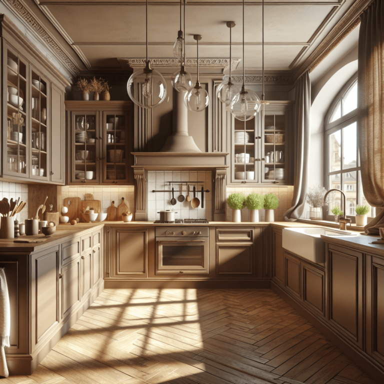 braune Küche im Shabby Chic Stil-Düsseldorf