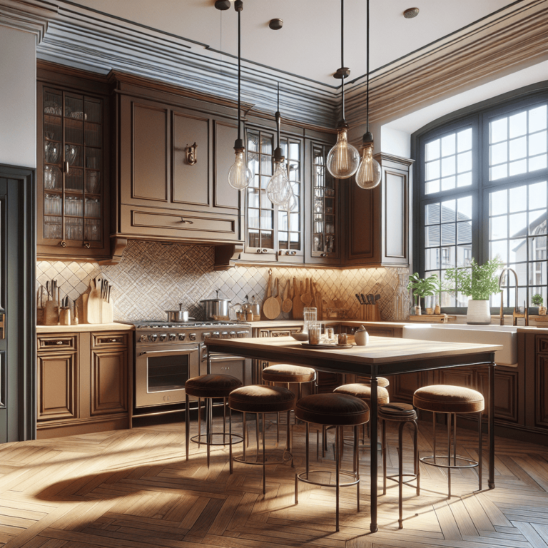 braune Küche im Vintage Chic Stil-Düsseldorf