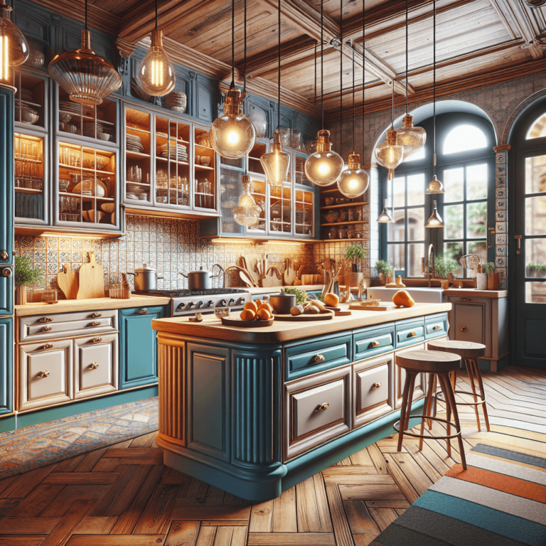 bunte Küche im Vintage Chic Stil-Düsseldorf