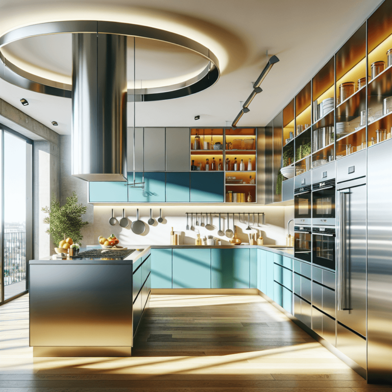 bunte Küche mit Stahlakzenten-Düsseldorf