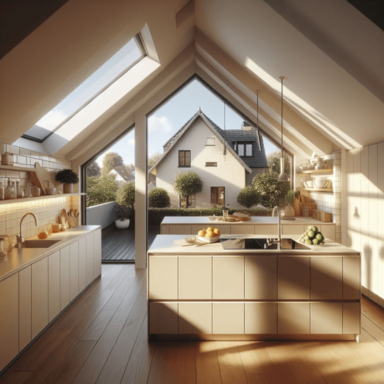cremefarbene Küche für Dachschräge-Düsseldorf