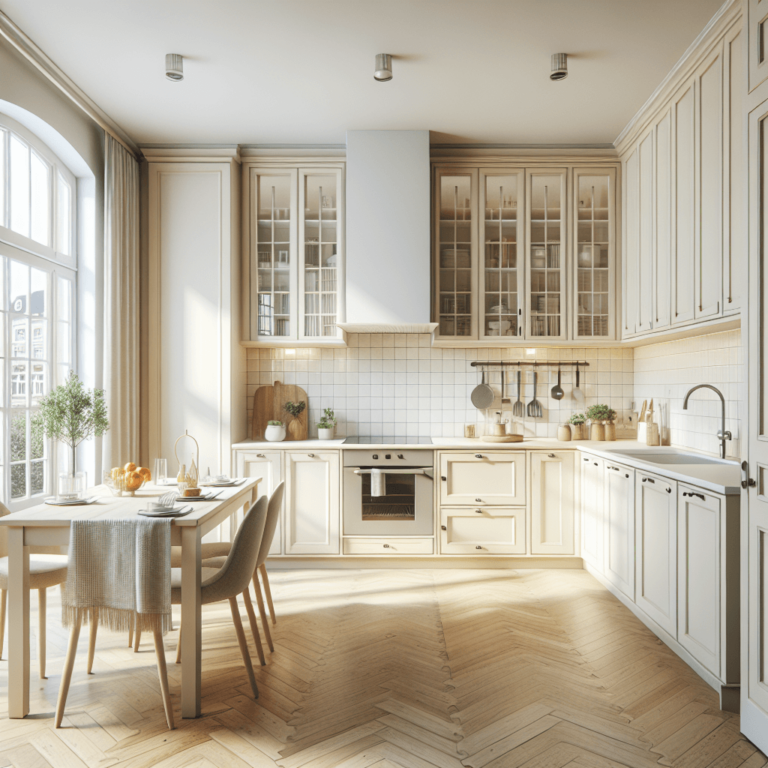 cremefarbene Küche im skandinavischen Stil-Düsseldorf