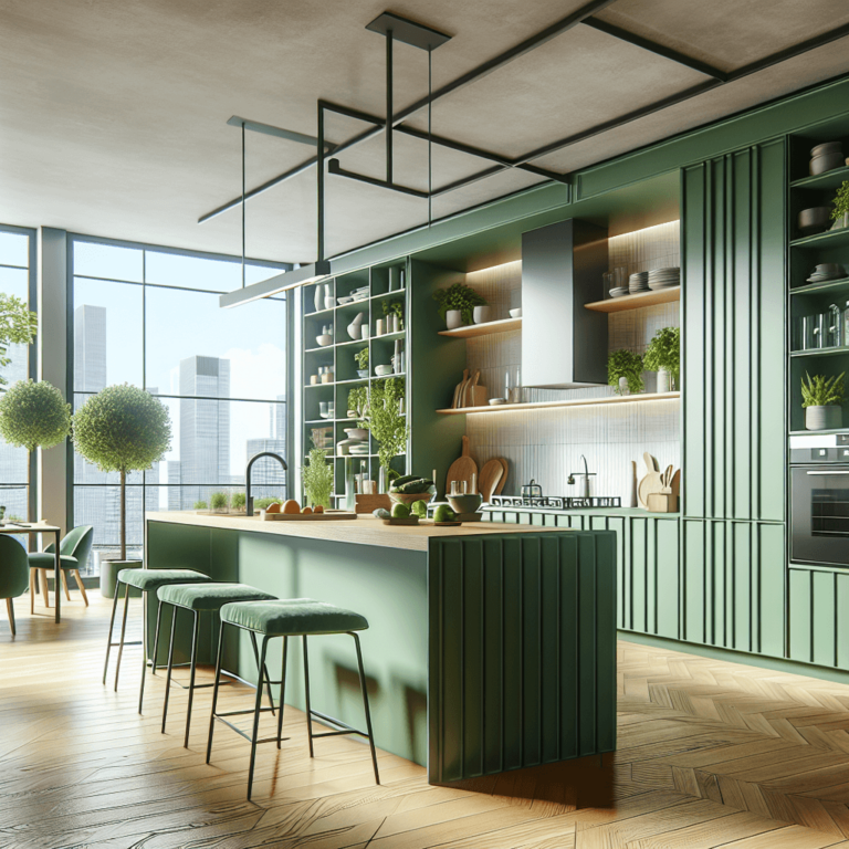 grüne Freistehende Küche-Düsseldorf