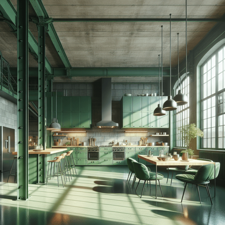 grüne Industrial Style Küche-Düsseldorf