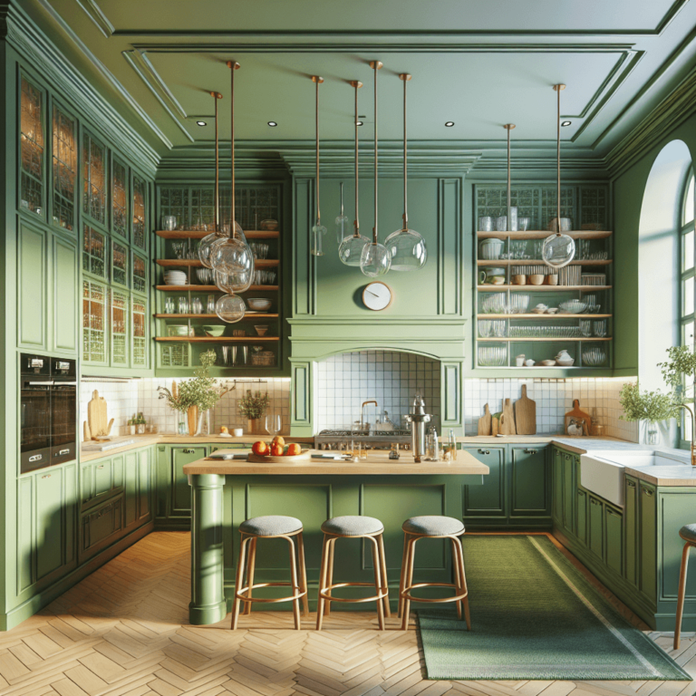 grüne Küche im Art-Deco-Stil-Düsseldorf