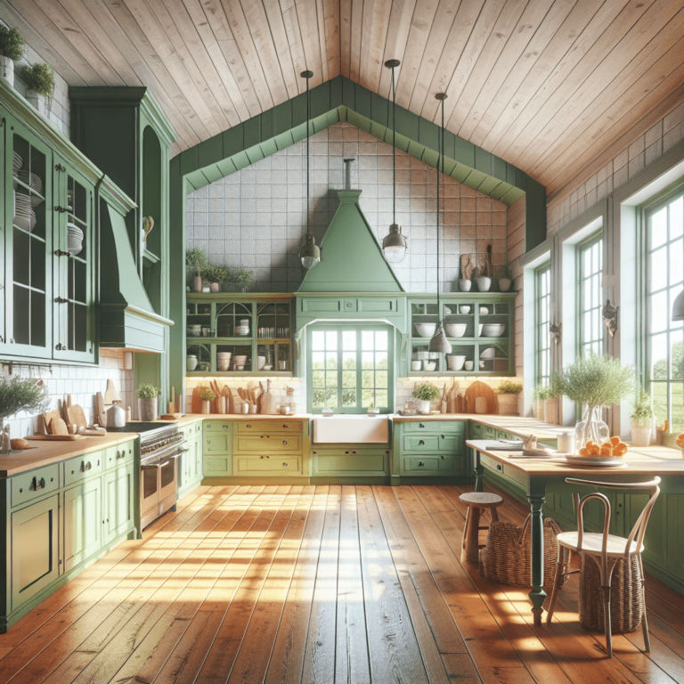 grüne Küche im Bauernhausstil-Düsseldorf