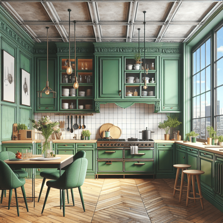 grüne Küche im Vintage Chic Stil-Düsseldorf