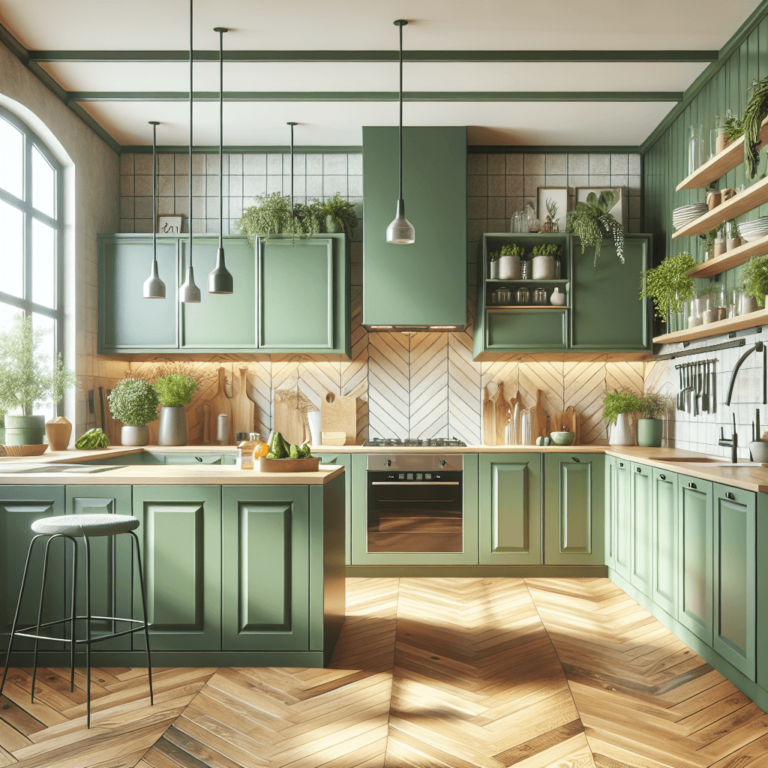 grüne Küche in L-Form-Düsseldorf