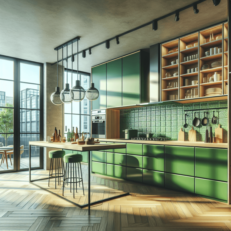 grüne mehrzeilige Küche-Düsseldorf