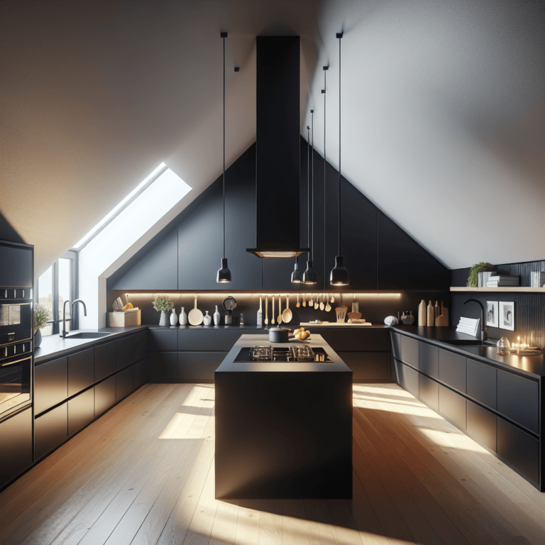 schwarze Küche für Dachschräge-Düsseldorf