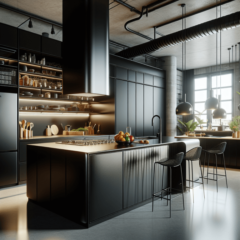 schwarze Küche im Art-Deco-Stil-Düsseldorf