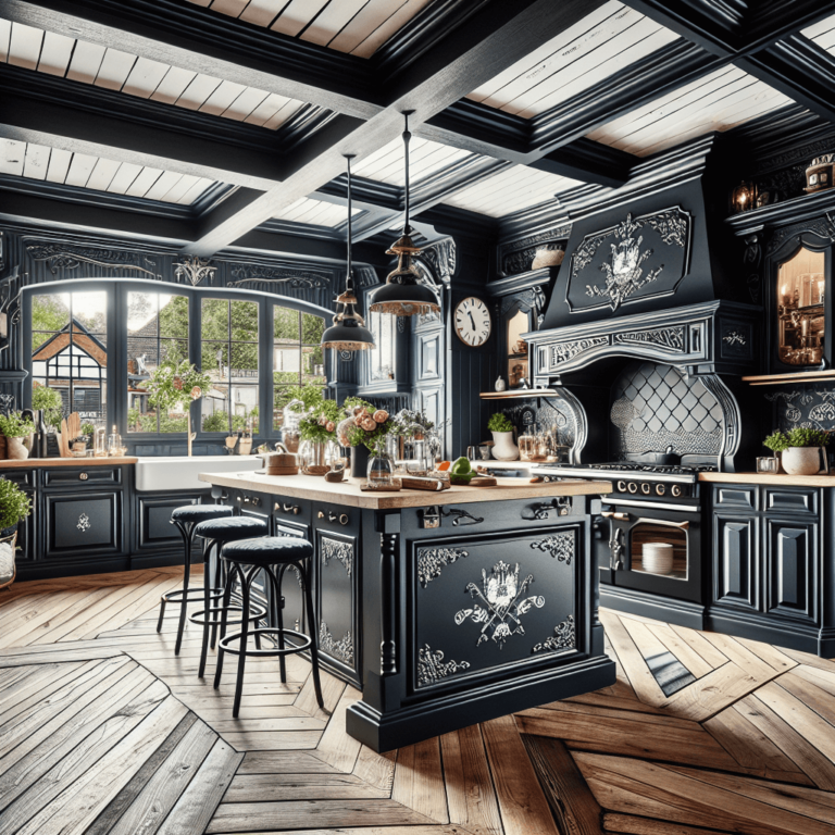 schwarze Küche im Shabby Chic Stil-Düsseldorf