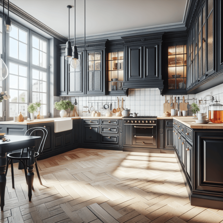 schwarze Küche im Vintage Chic Stil-Düsseldorf
