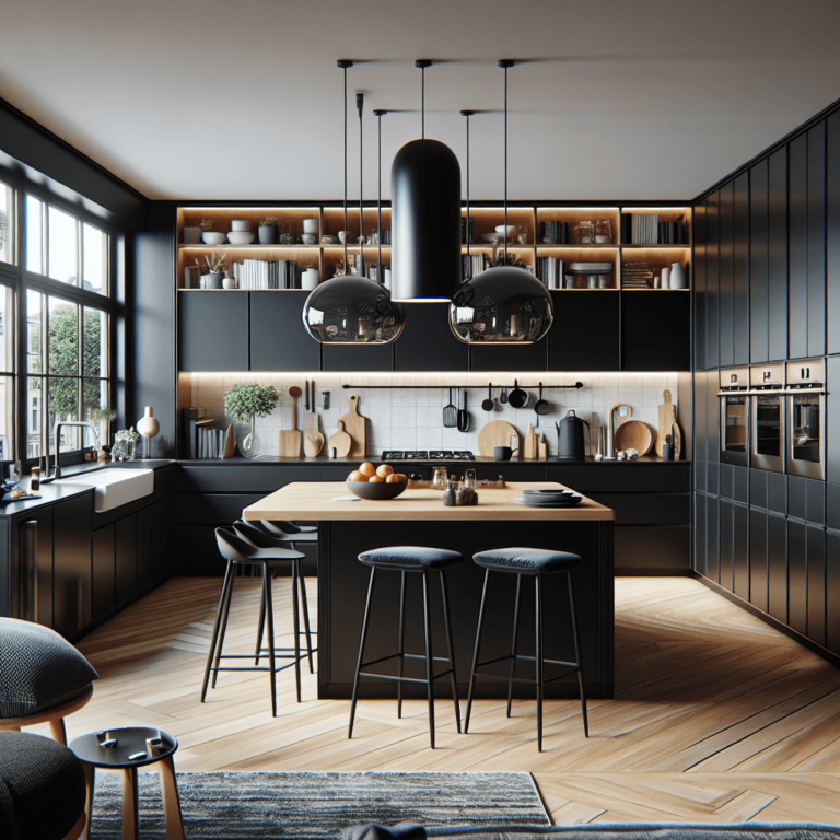 schwarze Küche im skandinavischen Stil-Düsseldorf