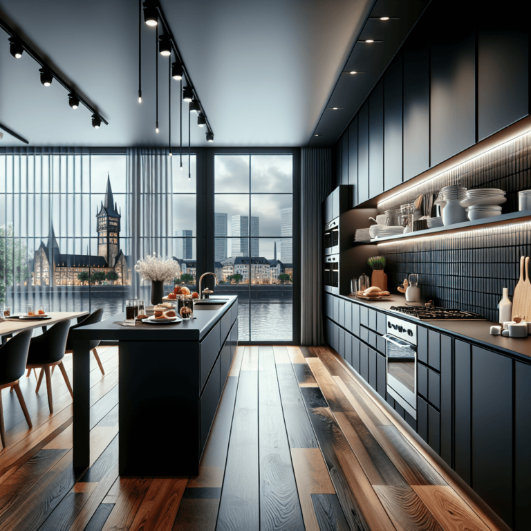 schwarze mehrzeilige Küche-Düsseldorf