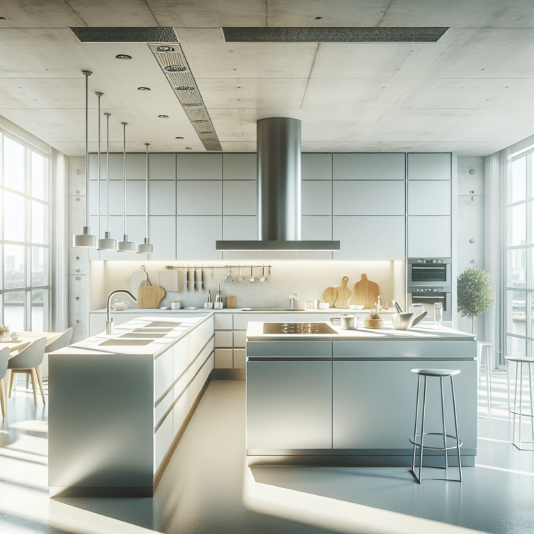 weiße Küche mit Stahlakzenten-Düsseldorf